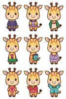 Giraffe character set vector