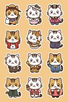 A set of stickers with different cats vector
