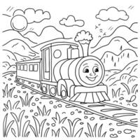 Train coloring pages for kids vector