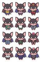 Bat characters by kawaii-bat vector