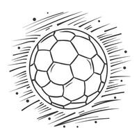 A soccer ball is shown in a black and white drawing vector