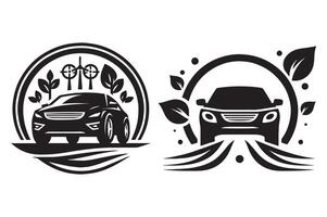 Car and windmill logo design set vector