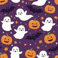 Funny ghost seamless pattern. Halloween cute ghost repeat background for craft, fabric, textile, wrapping paper, wallpaper. vector