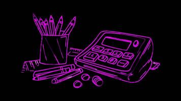 Neon frame effect, Calculator Represents mathematics or calculations on black background video