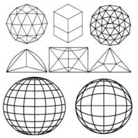 A set of geometric shapes and spheres vector