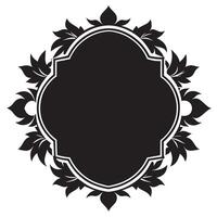 A black and white floral frame with a black border vector