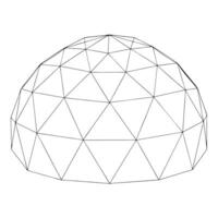 A drawing of a large dome with a large number of triangles vector