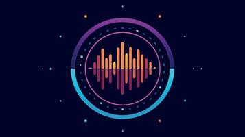 An abstract sound wave icon on a dark background vector