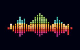An image of a colorful sound wave on a black background vector