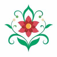 A flower with leaves and a stem vector