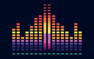 A colorful sound equalizer with a city skyline vector