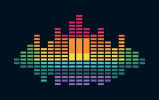 A rainbow colored equalizer icon on a black background vector