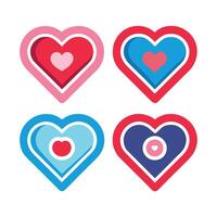 Four heart shaped icons in different colors vector