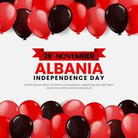 Albania Independence Day Design Square Banner Background with balloons illustration vector