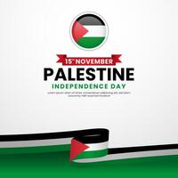 Happy Independence Day of Palestine national day square banner, greeting template design vector