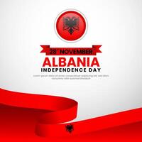 Albania Waving Flag Square Banner Background for Albania Independence Day Concept Design vector