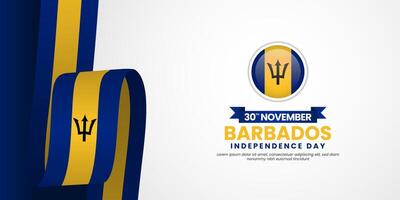 Barbados waving ribbon flag in colors of the Barbados national flag for Independence day background design vector