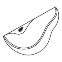 Line art pear quarter icon. Clean outline pear silhouette, contour illustration vector