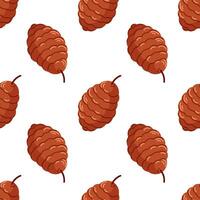Pine cone seamless pattern in flat style. Autumn and winter rustic design for wrapping paper, greeting cards. vector