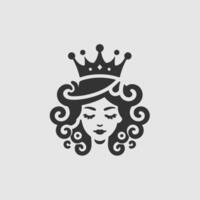 image of a beautiful woman's face with a crown on her head, crooked hair, dreadlocks, and a round face vector