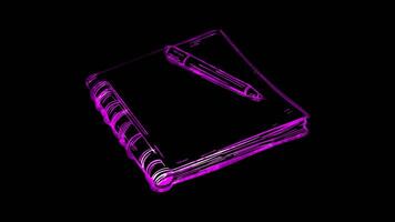 Neon frame effect, Book with Bookmark Represents studying or learning on black background video