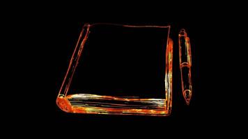 Neon frame effect, Book with Bookmark Represents studying or learning on black background video