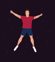 Man laying and listening to music, man relaxing and listening to music. vector