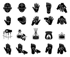 Ancient hand massage icon set vector