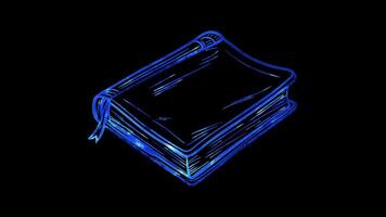 Neon frame effect, Book with Bookmark Represents studying or learning on black background video