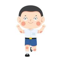 Kid boy student running on school vector