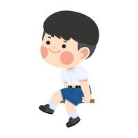 Cute student sitting at his desk vector