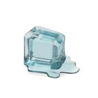 3d render melting ice cube. three dimensional illustration transparent clean frost liquid. Cool crystal for alcohol cocktail, drinks, beverage or soda. Freezing realistic blue rectangle element vector