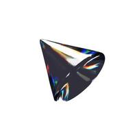 3d render glossy cone. three-dimensional illustration. Glassmorphism crystal design. Abstract shape glasses. Realistic transparent element rainbow gradient. Hologram diamond refraction prism. vector