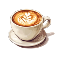 A cup of coffee with a heart in the center png