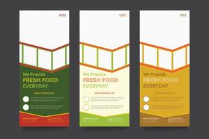 Rollup banner template, Fast food rollup banner design, Banner design template set vector