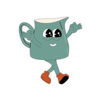 Vintage milk with cute face. Flat design with a playful twist. vector