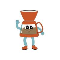 Cozy coffee maker with smiling face. Warm, inviting flat design. vector