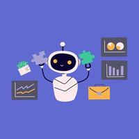 Ai robot flat illustration. Artificial intelligence investition vector