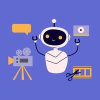 Ai robot flat illustration. Artificial intelligence editor vector