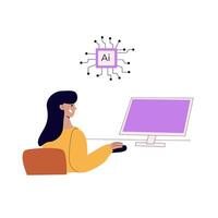 Artificial intelligence concept with people. Flat illustration vector
