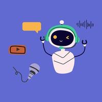 Ai robot flat illustration. Artificial intelligence in life vector