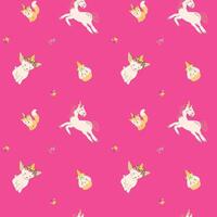 Cute unicorn and fox seamless pattern for textile. Childish magic background. vector