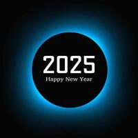 Happy new year 2025 inscription in circle light frame vector
