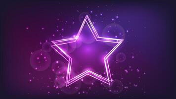 Neon frame in star form with shining effects and sparkles vector