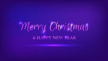 Merry Christmas and Happy New Year neon background vector