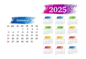 Calendar for 2025 isolated on a white background vector