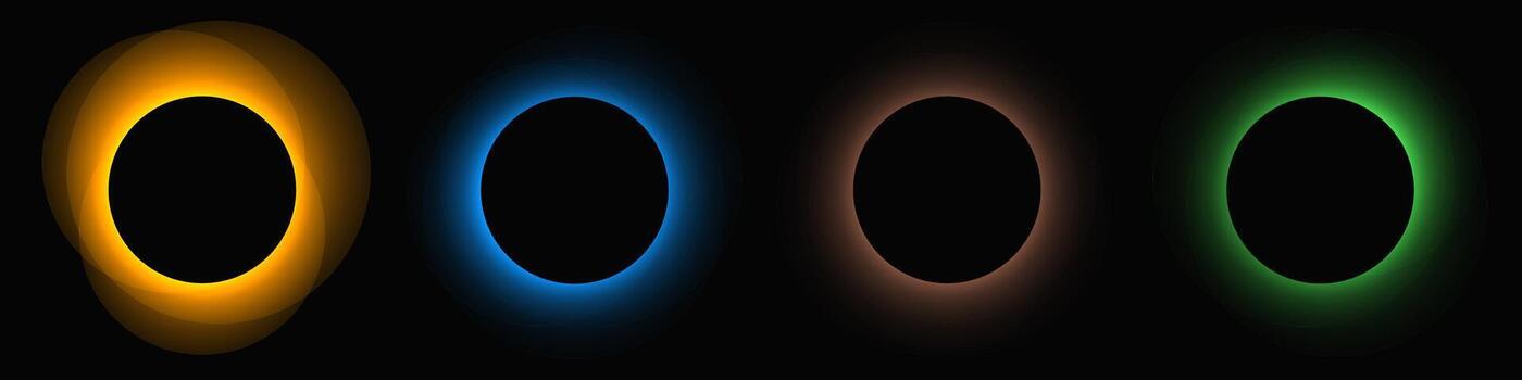 conjunto de circulo iluminar ligero marcos con color degradado vector