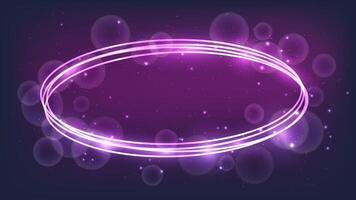 Neon oval frame with shining effects and sparkles vector