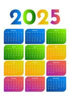 Calendar for 2025 isolated on a white background vector