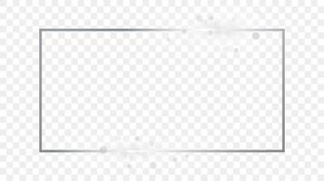 Silver glowing rectangular shape frame with sparkles vector